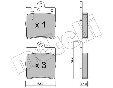 Комплект тормозных колодок дискового тормоза METELLI 22-0344-0