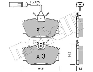 Комплект тормозных колодок дискового тормоза METELLI 22-0346-1