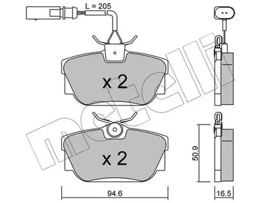 Комплект тормозных колодок дискового тормоза METELLI 22-0346-2