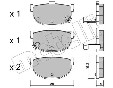Комплект тормозных колодок дискового тормоза METELLI 22-0362-0