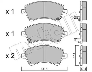 Комплект тормозных колодок дискового тормоза METELLI 22-0446-0