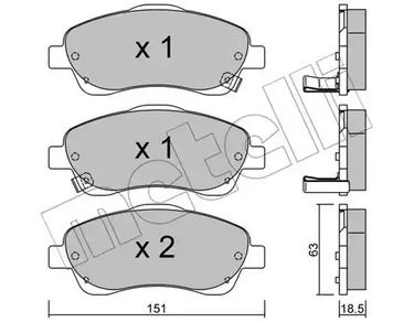 Комплект тормозных колодок дискового тормоза METELLI 22-0450-0