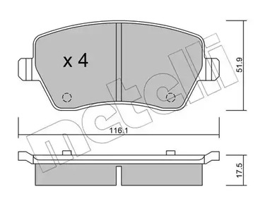 Комплект тормозных колодок дискового тормоза METELLI 22-0485-0
