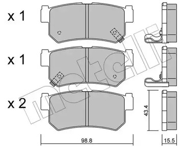 Комплект тормозных колодок дискового тормоза METELLI 22-0519-0