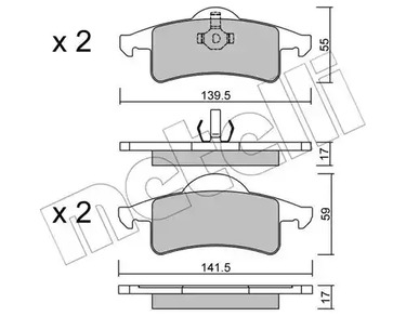 Комплект тормозных колодок дискового тормоза METELLI 22-0526-0