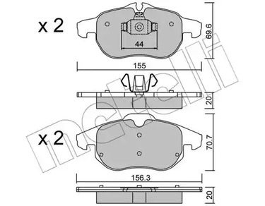 Комплект тормозных колодок дискового тормоза METELLI 22-0540-0