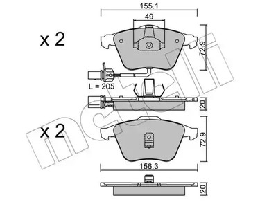 Комплект тормозных колодок дискового тормоза METELLI 22-0549-0