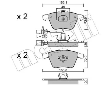 Комплект тормозных колодок дискового тормоза METELLI 22-0549-1