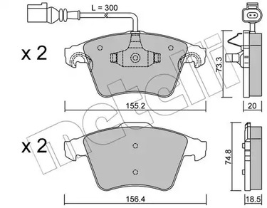 Комплект тормозных колодок дискового тормоза METELLI 22-0552-2