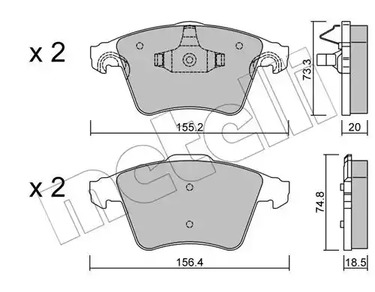 Комплект тормозных колодок дискового тормоза METELLI 22-0552-3