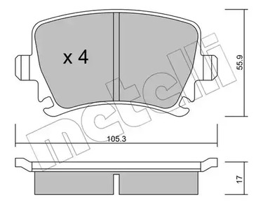 Комплект тормозных колодок дискового тормоза METELLI 22-0553-0