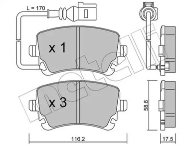 Комплект тормозных колодок дискового тормоза METELLI 22-0554-0