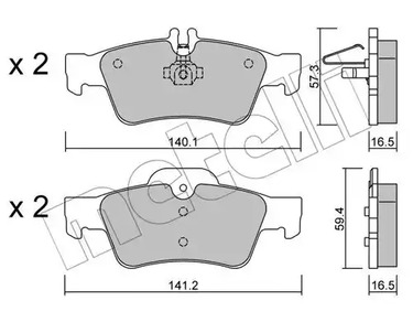 Комплект тормозных колодок дискового тормоза METELLI 22-0568-0