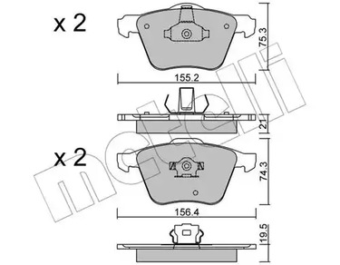 Комплект тормозных колодок дискового тормоза METELLI 22-0599-0