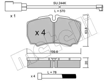 Колодки тормозные дисковые METELLI 22-0604-2K