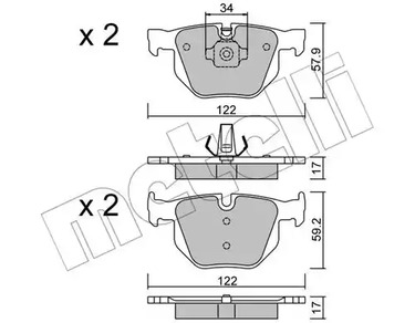 Комплект тормозных колодок дискового тормоза METELLI 22-0644-4