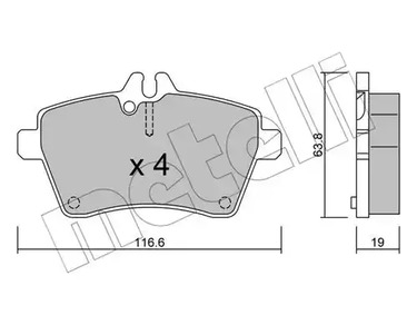 Комплект тормозных колодок дискового тормоза METELLI 22-0646-0