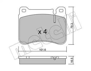 Комплект тормозных колодок дисковый тормоз METELLI 22-0668-0