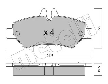 Комплект тормозных колодок дискового тормоза METELLI 22-0672-0