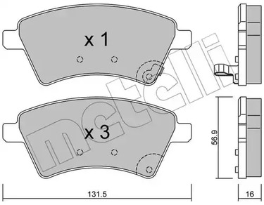 Комплект тормозных колодок дискового тормоза METELLI 22-0702-0