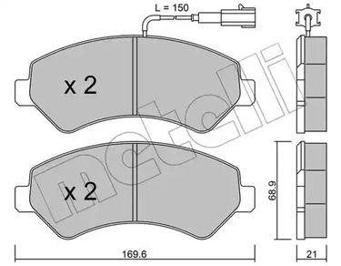 Комплект тормозных колодок дискового тормоза METELLI 22-0709-2