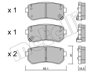 Комплект тормозных колодок дискового тормоза METELLI 22-0725-0