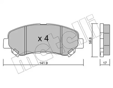 Комплект тормозных колодок дискового тормоза METELLI 22-0792-0