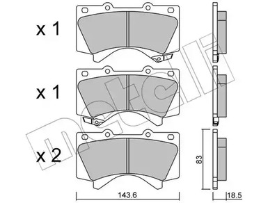 Комплект тормозных колодок дискового тормоза METELLI 22-0821-0