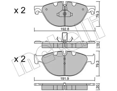 Комплект тормозных колодок дисковый тормоз METELLI 22-0830-0