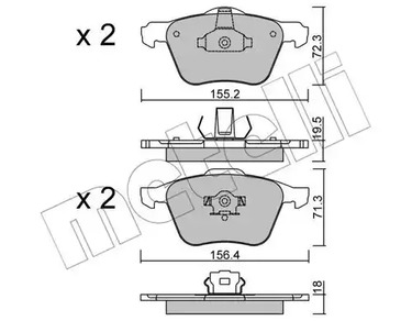 Комплект тормозных колодок дискового тормоза METELLI 22-0833-0