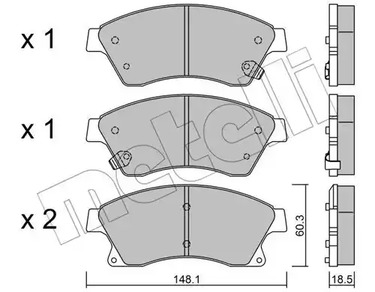 Комплект тормозных колодок дискового тормоза METELLI 22-0838-0