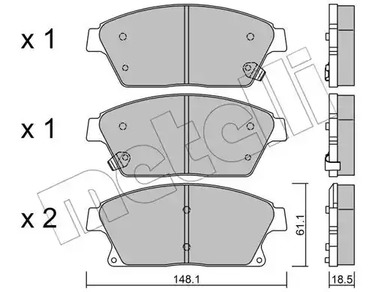 Комплект тормозных колодок дискового тормоза METELLI 22-0839-0