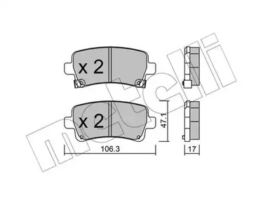 Комплект тормозных колодок дискового тормоза METELLI 22-0844-0