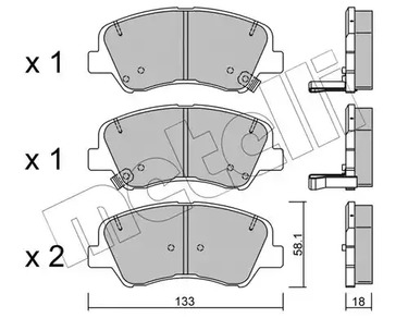 Комплект тормозных колодок дискового тормоза METELLI 22-0943-0
