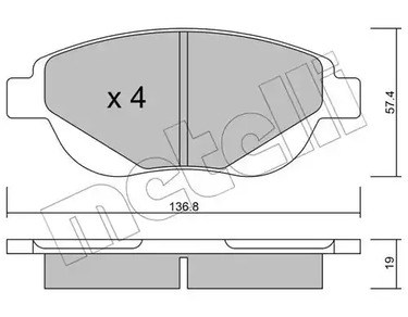 Комплект тормозных колодок дискового тормоза METELLI 22-0948-0