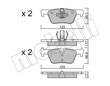 Комплект тормозных колодок дискового тормоза METELLI 22-0962-0