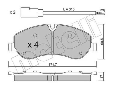 Комплект тормозных колодок дискового тормоза METELLI 22-0990-0