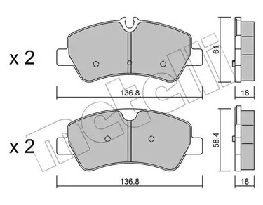 Комплект тормозных колодок дискового тормоза METELLI 22-0991-0