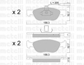 Комплект тормозных колодок дискового тормоза METELLI 22-0082-1