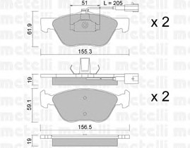 Комплект тормозных колодок дискового тормоза METELLI 22-0083-1