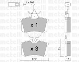 Комплект тормозных колодок дискового тормоза METELLI 22-0100-3