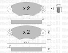 Комплект тормозных колодок дискового тормоза METELLI 22-0253-0