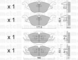 Комплект тормозных колодок дискового тормоза METELLI 22-0257-0
