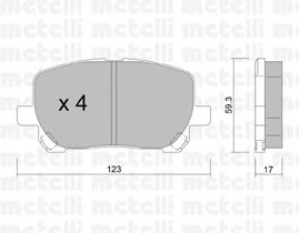 Комплект тормозных колодок дискового тормоза METELLI 22-0427-0