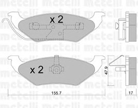 Комплект тормозных колодок дискового тормоза METELLI 22-0624-0
