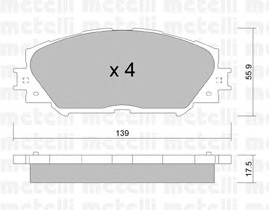 Комплект тормозных колодок дискового тормоза METELLI 22-0747-0