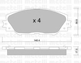 Комплект тормозных колодок дискового тормоза METELLI 22-0748-0