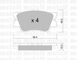 Комплект тормозных колодок дискового тормоза METELLI 22-0749-0