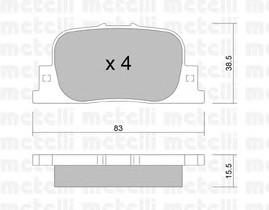 Комплект тормозных колодок дискового тормоза METELLI 22-0752-0