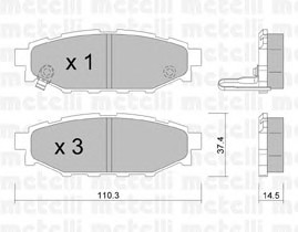 Комплект тормозных колодок дискового тормоза METELLI 22-0764-0